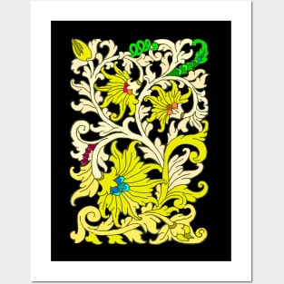 golden floral classic carved object Posters and Art